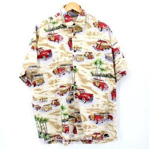 Vintage High Seas Trading Co. Shirt Mens Multicolor Classic Cars Pattern 2XL